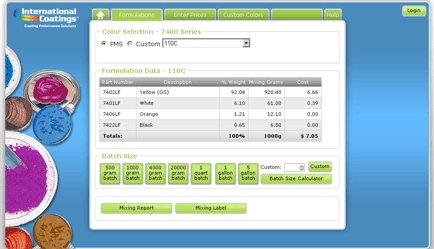 International Coatings Color Mixing Formula Software